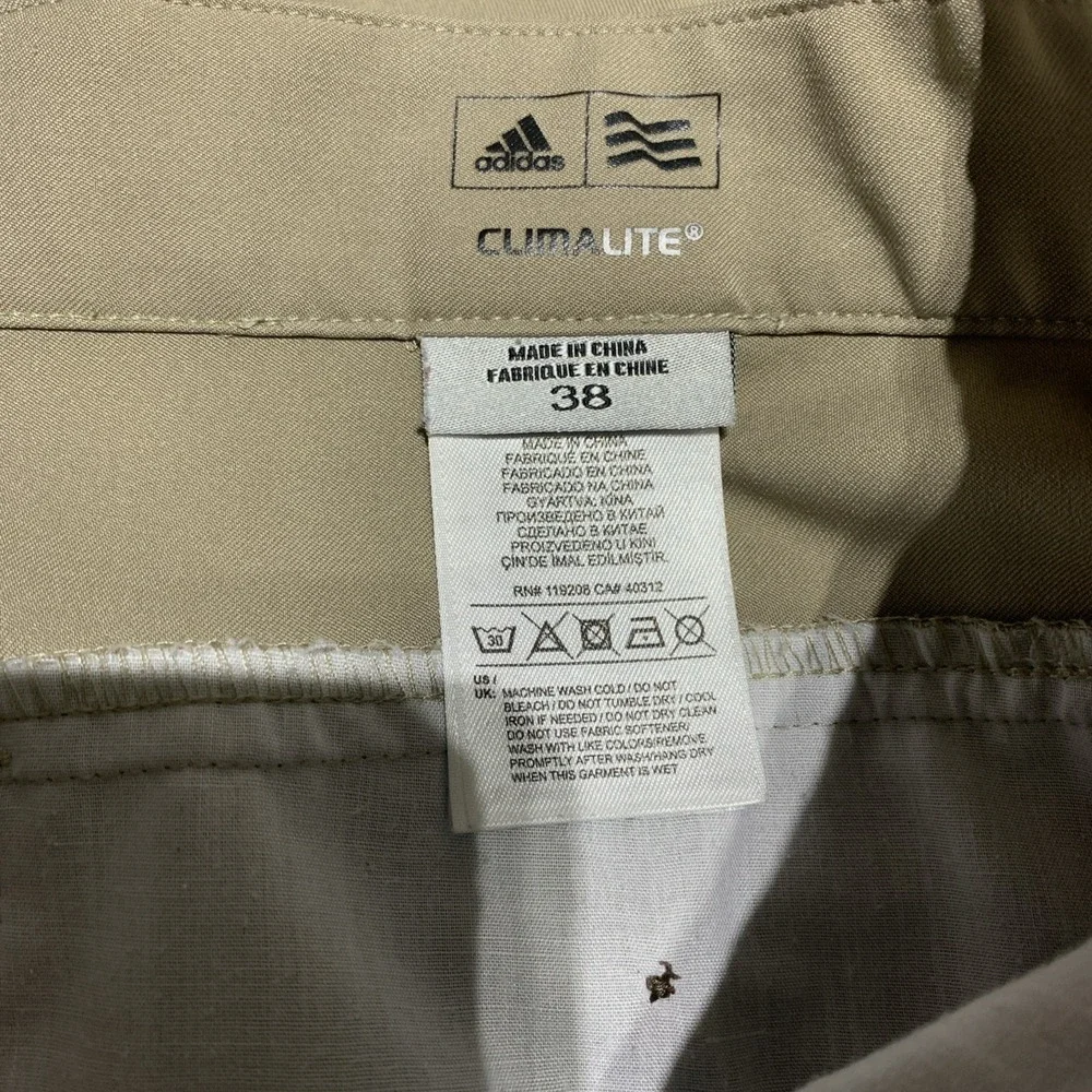 Adidas‎ Pants Mens 38X31 Beige Climalite Flat Front Pockets Performance Golf